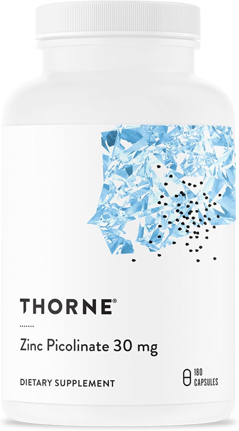 THORNE – Zinc Picolinate 30 mg – Highly Absorbable Zinc Supplement – Supports Immune System, Eye, Skin & Reproductive Health* – Third-Party Certified – Gluten, Dairy & Soy-Free – 180 Capsules