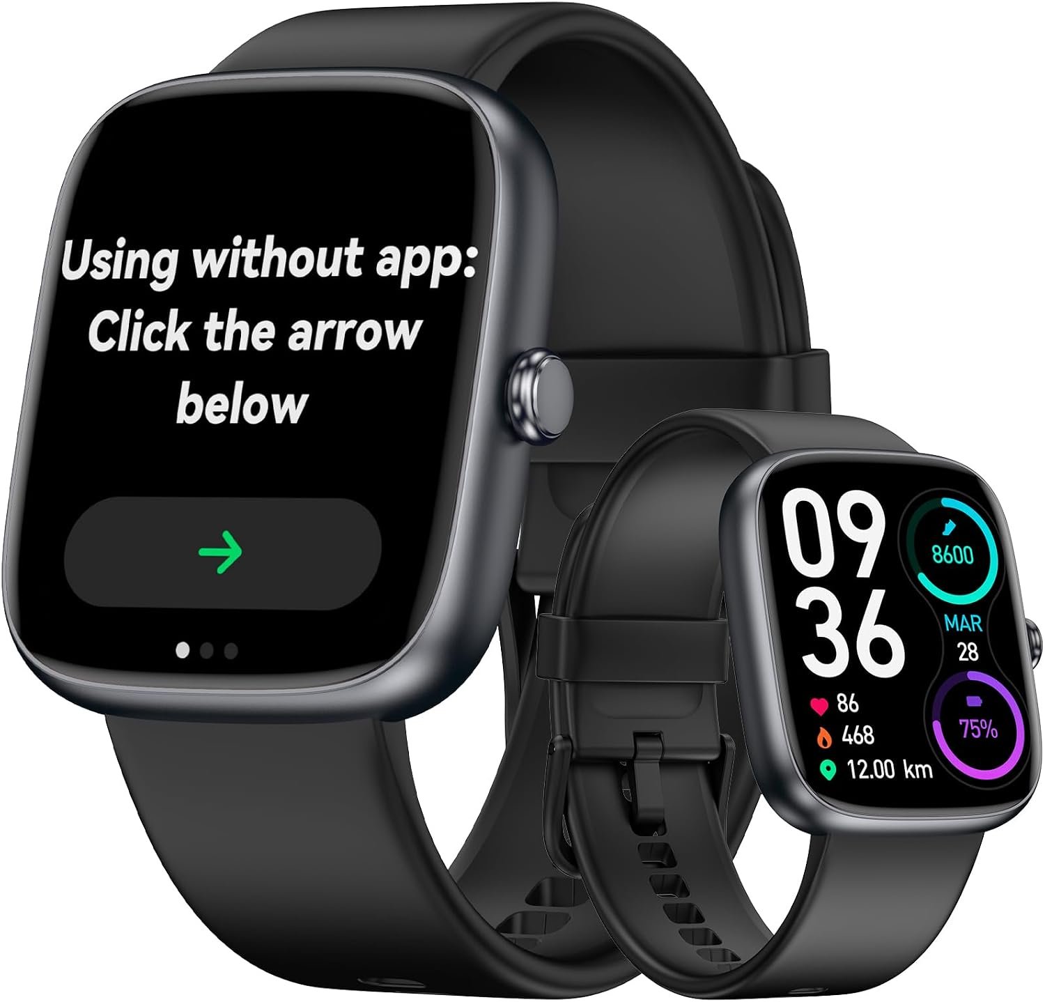 DAVIKO Smart Watch Senior Friendly Large Font No App/Phone Required Fitness Tracker, Waterproof Pedometer Watch with Step Counter Calories/Sleep Tracker for Walking Running for Men Women