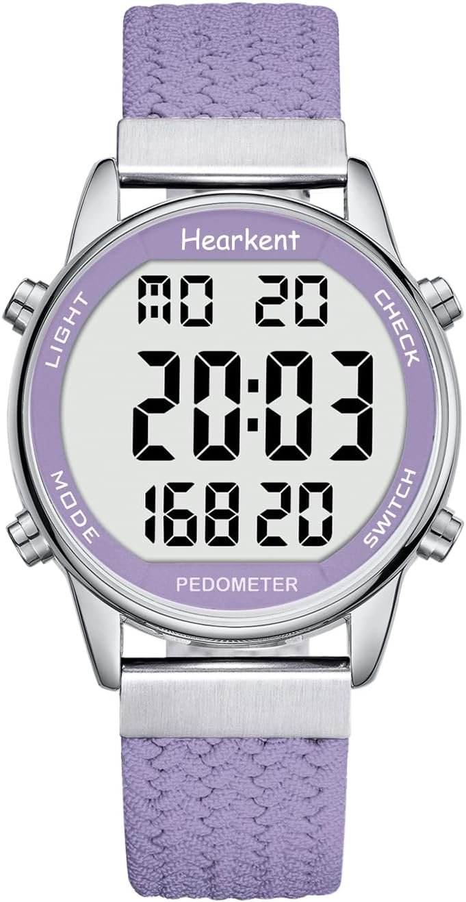 Hearkent Pedometer Watch,Step,Mileage&Calorie Tracker,Large Numbers | Waterproof Fitness Watches Backlight/Countdown/Stopwatch,No Bluetooth,app,or Charging,Step Counter for Walking,Running