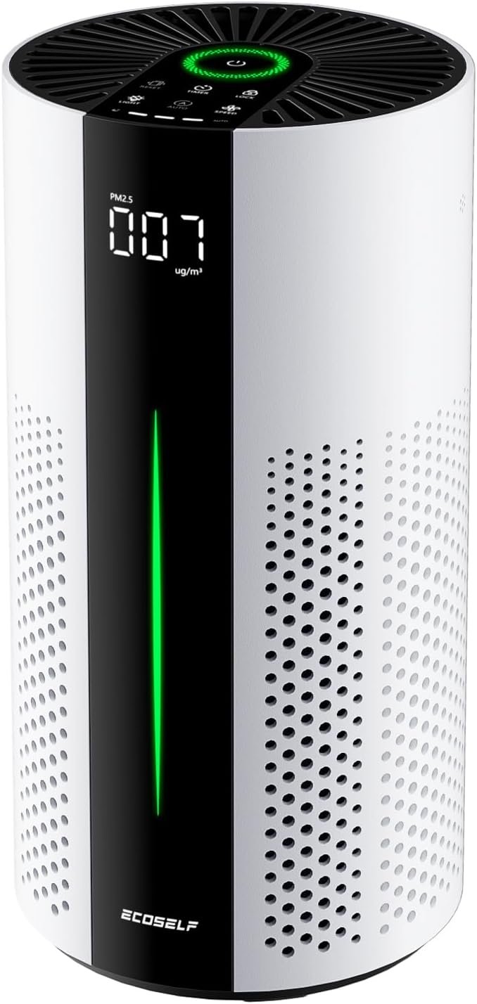 ECOSELF Air Purifiers for Home Large Room up to 1800 Ft², Air Purifiers for Bedroom 360° Air Intake with Smart Auto Mode, HEPA Air Purifier, Air Cleaner for Smoke PoIIen Pet Dander, HAP609