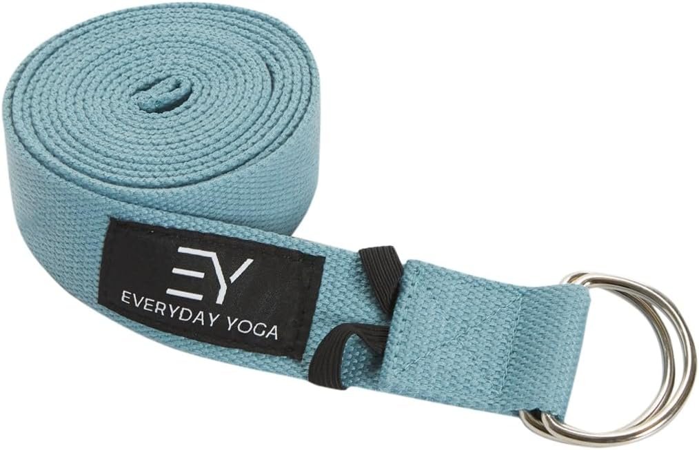 Everyday Yoga Strap with Metal D-Ring – Durable Stretching Strap for Yoga, Pilates, Flexibility & Physical Therapy (6ft, 8ft, 10ft)