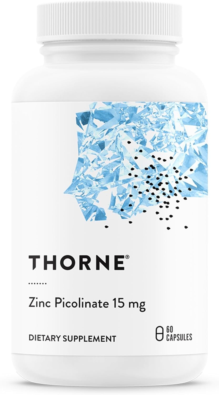 THORNE – Zinc Picolinate 15 mg – Highly Absorbable Zinc Supplement – Supports Immune System, Eye, Skin & Reproductive Health* – Third-Party Certified – Gluten, Dairy & Soy-Free – 60 Capsules