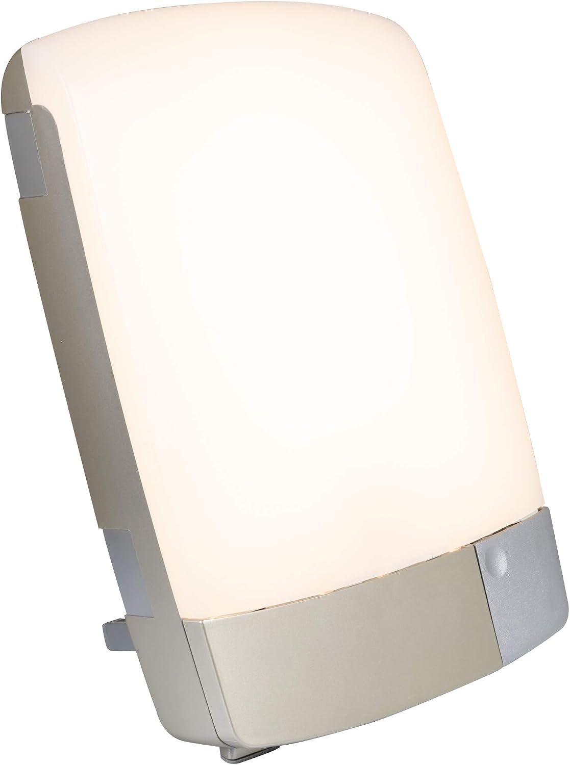 Carex Sunlite Bright Light Therapy Lamp, 10000 LUX Therapy Lamp at 10 Inches, LED Bright White Light with Adjustable Height and Brightness Levels for Mood, Portable for Travel or Small Spaces, Silver