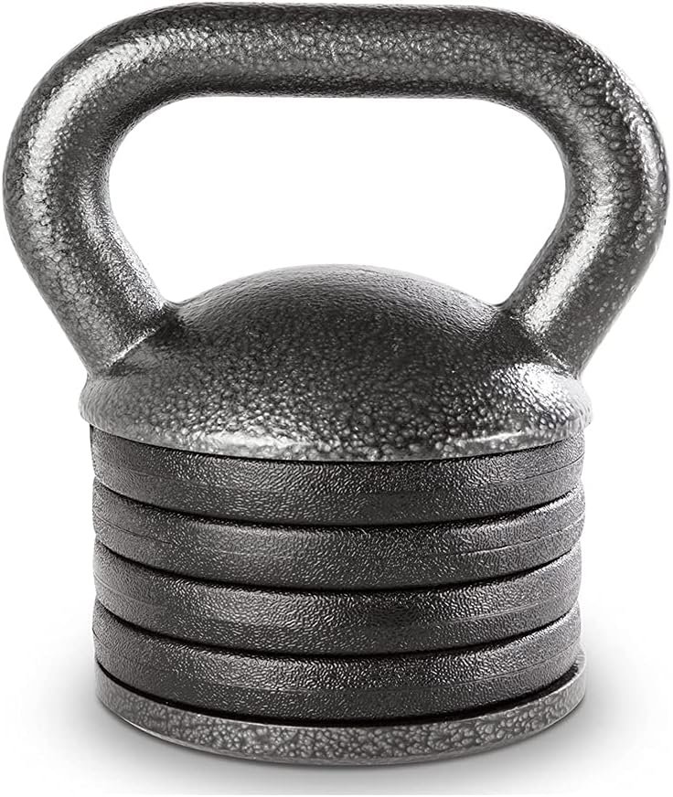 Apex 20lb Adjustable Cast Iron Kettlebell Handle, Compatible with 1” Weight Plates, Up to 50lb Load Capacity for Strength Training, Weightlifting, Home Workouts