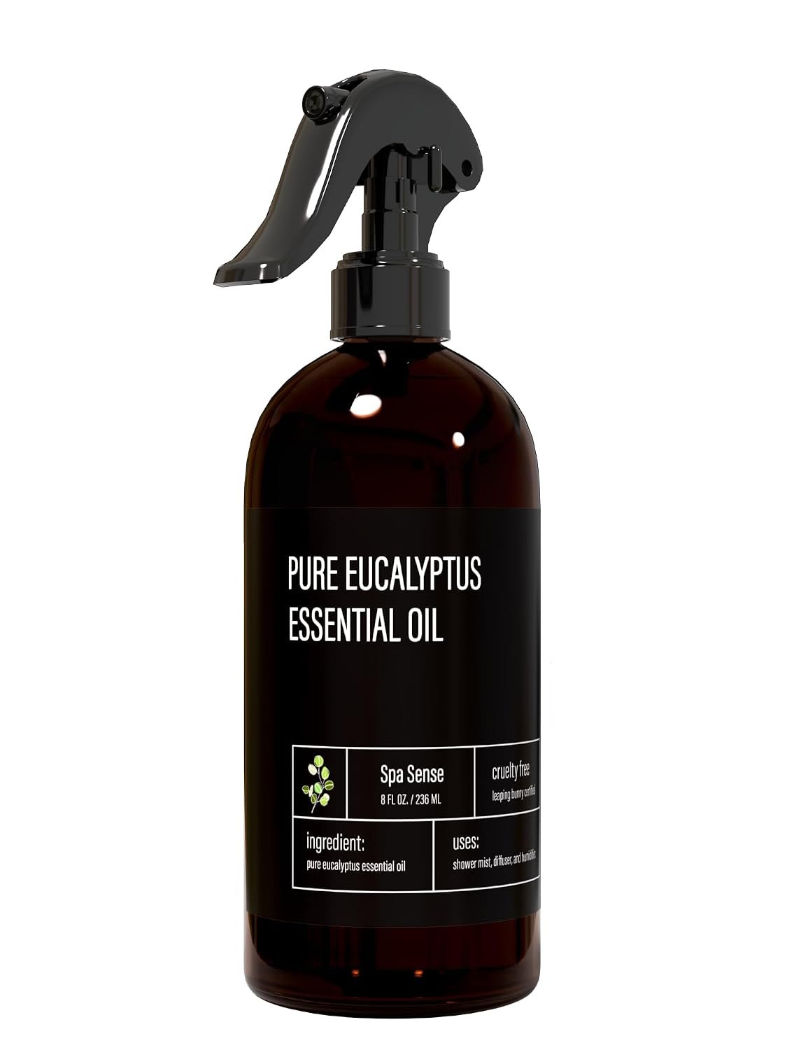 Spa Sense Pure Eucalyptus Oil Shower Mist and Steam Room Spray – 8 Ounce Premium Aromatherapy Eucalyptus Essential Oil Spray