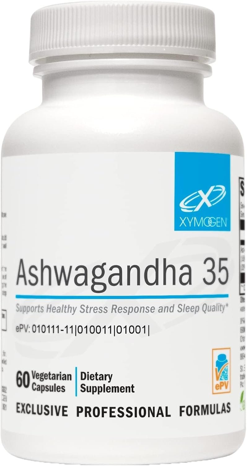 XYMOGEN Ashwagandha 35 – Shoden Ashwagandha Adaptogen Support – Aids Healthy Stress Response & Sleep Quality – Vegetarian, Gluten-Free & Soy-Free – 60 Capsules