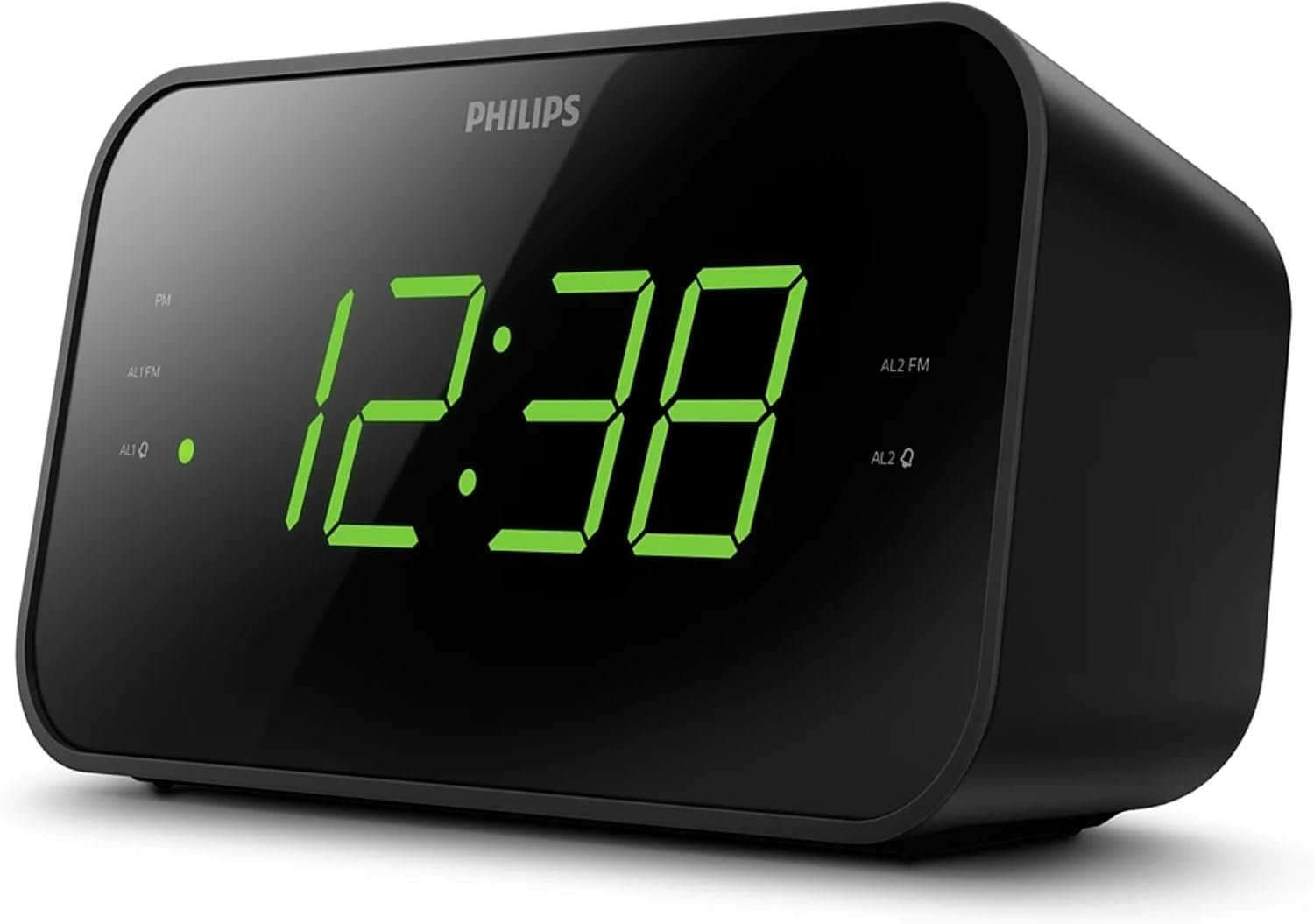 Philips Digital Alarm Clock Radio, FM Radio Alarm Clocks for Bedrooms, Dual Alarm Clock Radios for Bedroom with Battery Backup, Sleep Timer Function, Easy Snooze and Large LED Display – Black