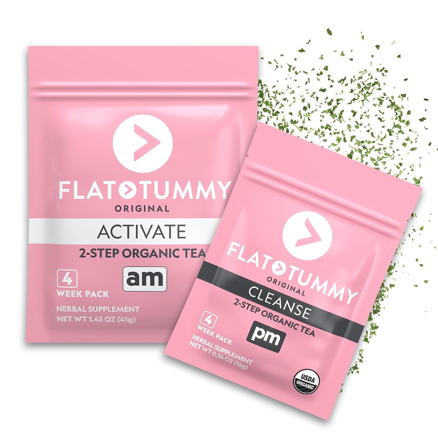 Flat Tummy Tea – 2-step, 4 Week Program – Detox Tea to Boost Energy & Reduce Bloating* – All Natural Detox Cleanse w/ Green Tea, Lemon Balm, Dandelion, Fennel, & More – Digestion support