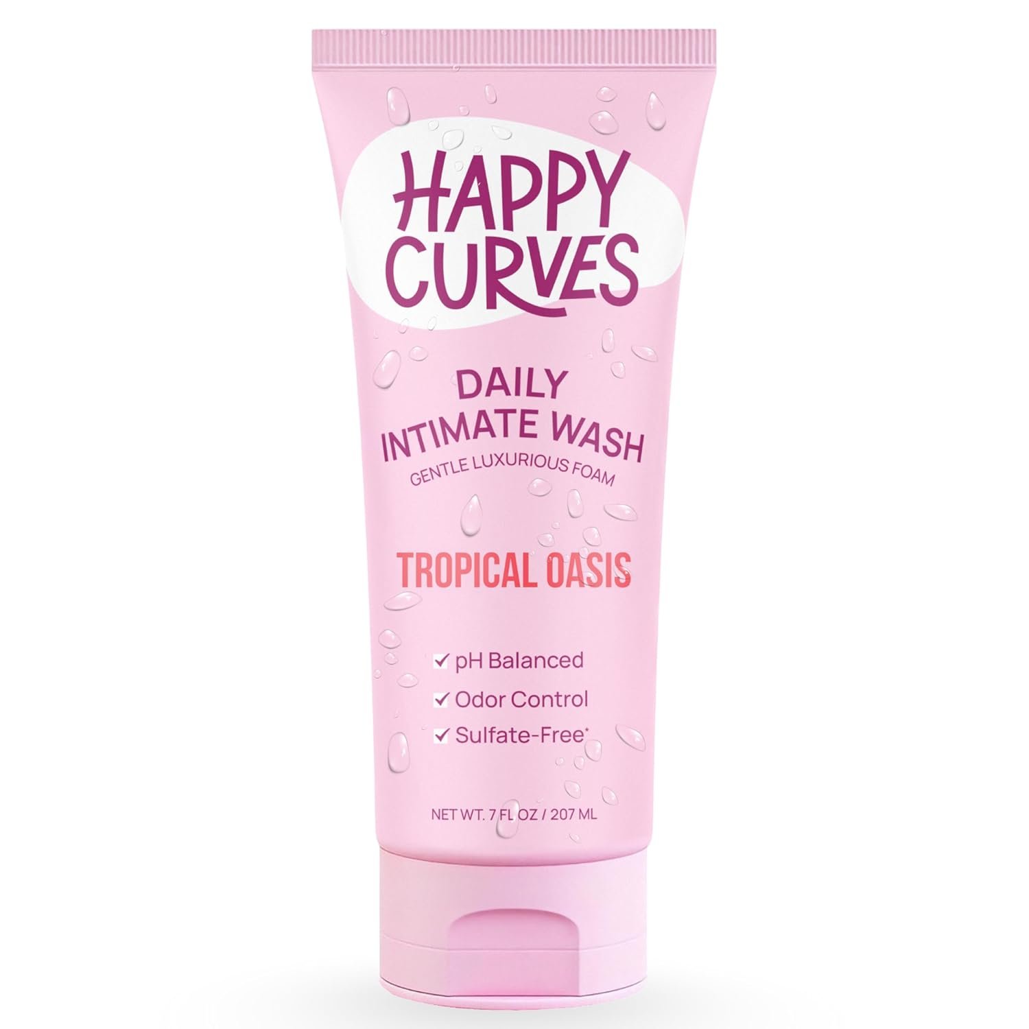 HAPPY CURVES Feminine Wash – pH Balanced Cleanser with Aloe & Vitamin E – Intimate Care for Women – Odor Control, Gentle Daily Vaginal Wash for Sensitive Skin (7 Fl Oz (Pack of 1), Tropical Oasis)
