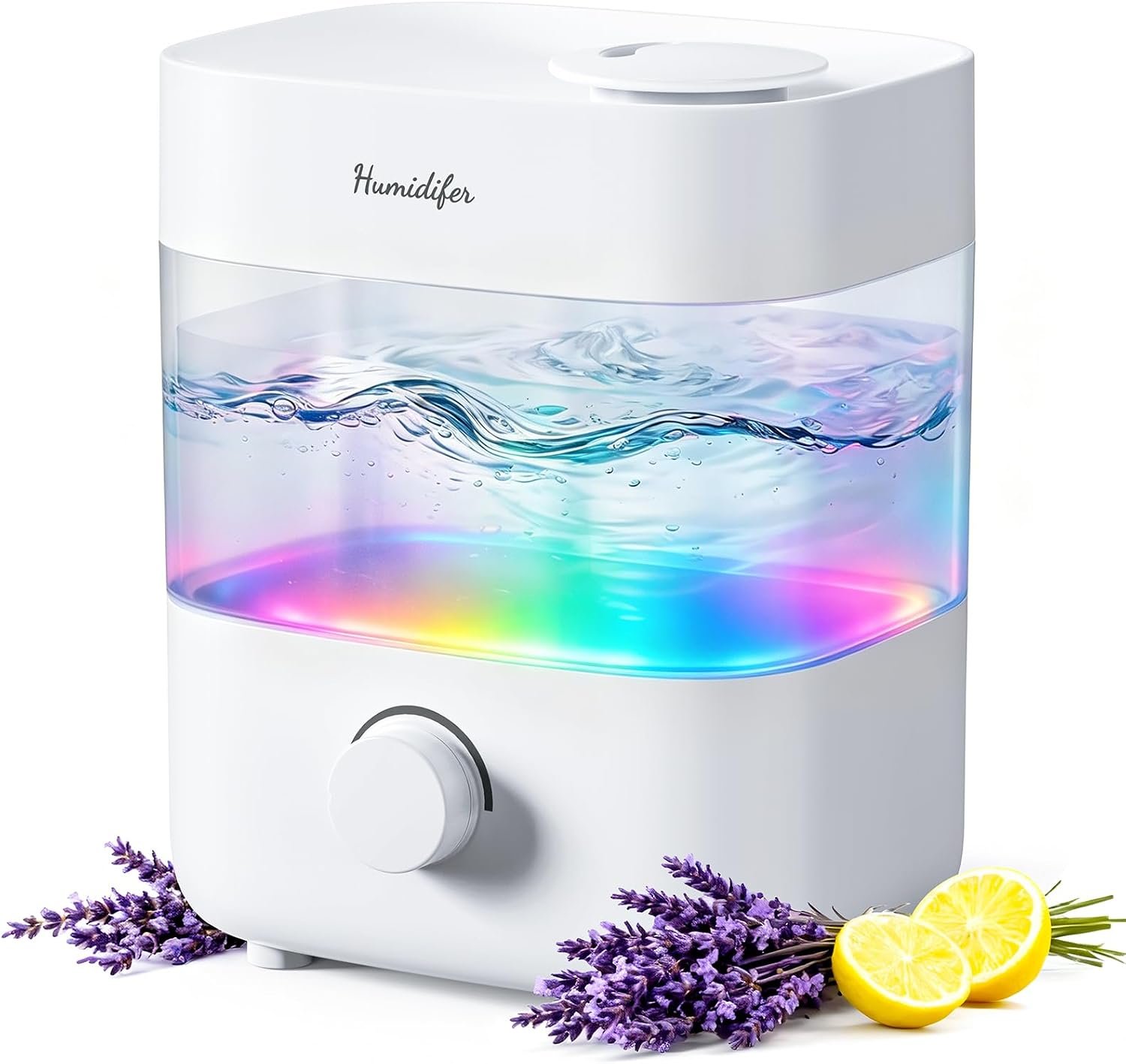 Humidifiers for Bedroom, 2L Tank for 15H, 20dB Quiet Mist Time, 7 Color Light, 360° Rotating Nozzles, Auto Shut-Off, Rotate to Adjust Mist, Top Fill Humidifier for Baby Nursery and Plant (White)
