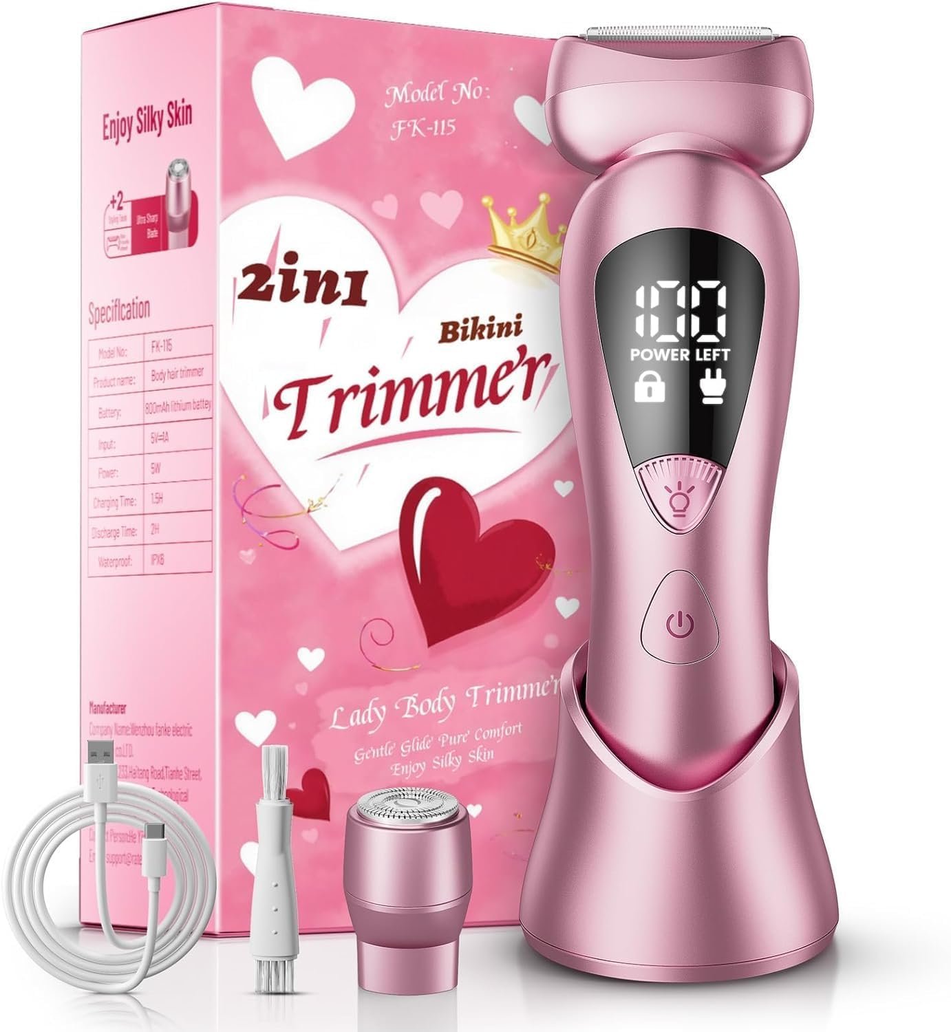 rategist Cordless Electric Razor for Women: IPX7 & LED Display | 3-in-1 for Face/Underarm/Leg – Rechargeable & Painless Bikini Trimmer – Waterproof & Lightweight Travel Design