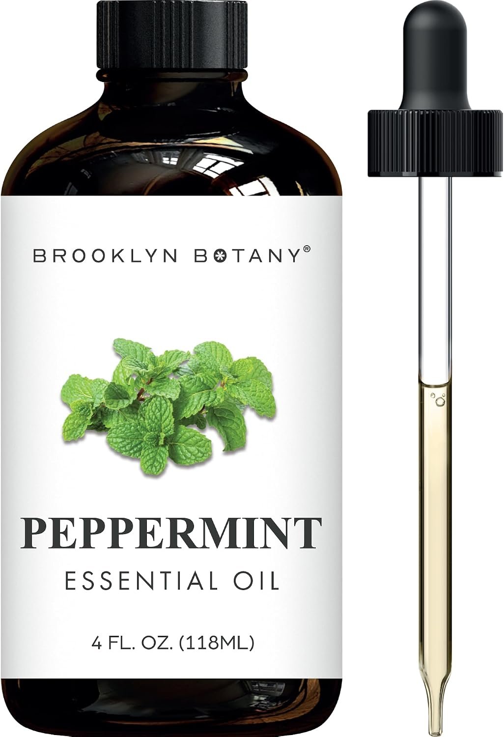 Brooklyn Botany Peppermint Essential Oil – Huge 4 Fl Oz – 100% Pure and Natural – Premium Grade with Dropper – for Aromatherapy and Diffuser