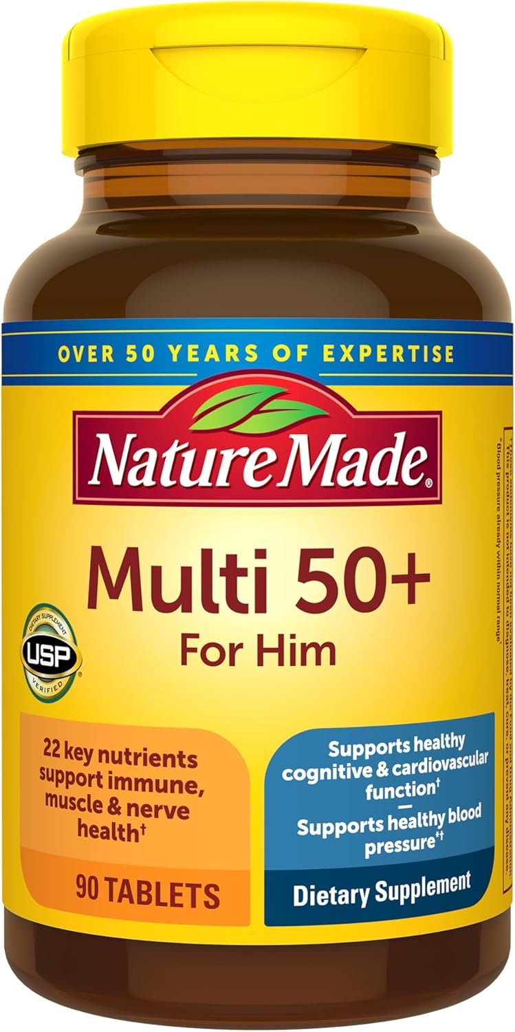 Nature Made Multivitamin for Men Over 50, Mens Multivitamins 50 Plus, Daily Nutritional Support, 90 Tablets