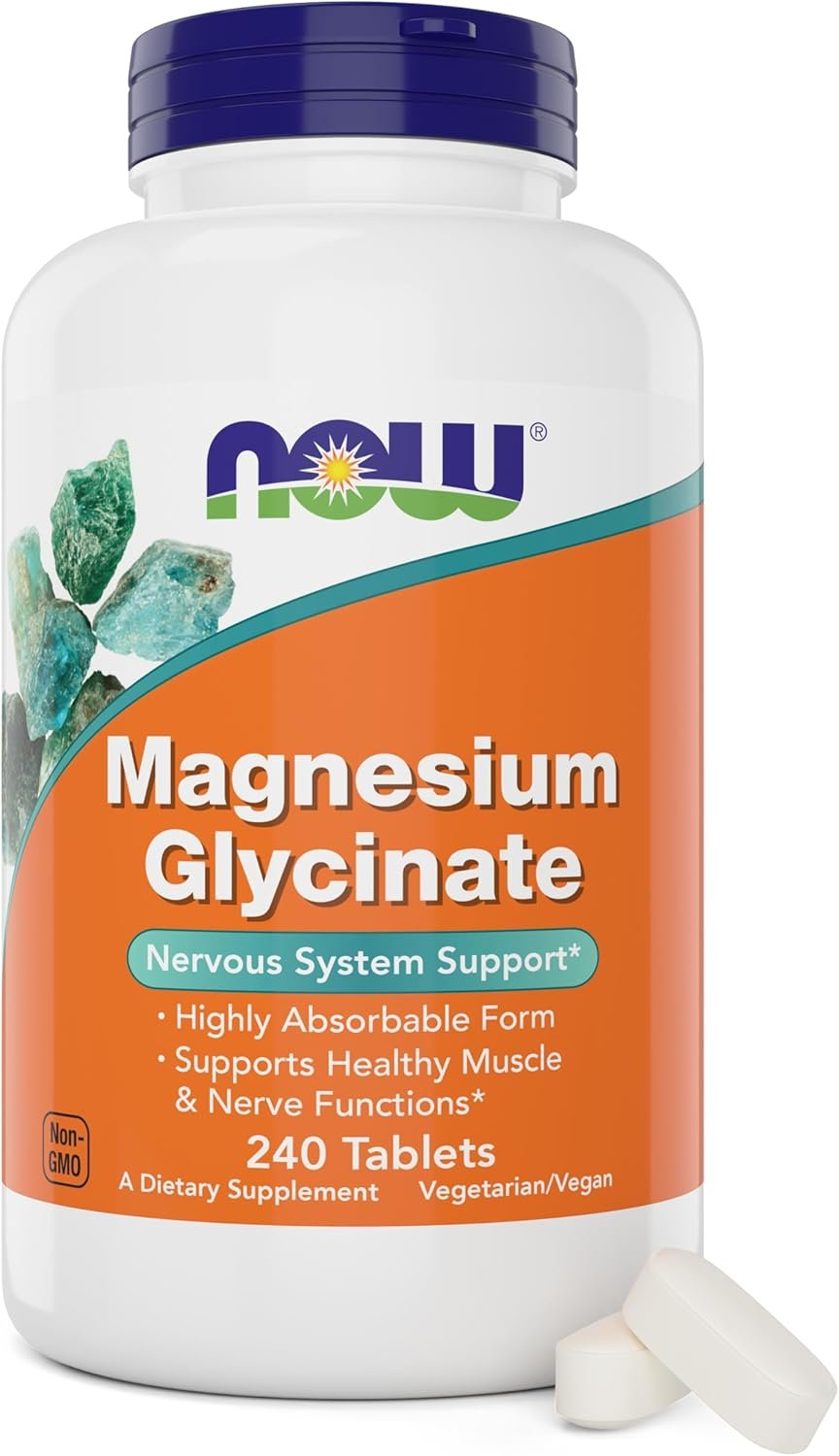 Now Foods Magnesium Glycinate, 240 Tablets – Supports Healthy Muscle and Nerve Functions – Non-GMO