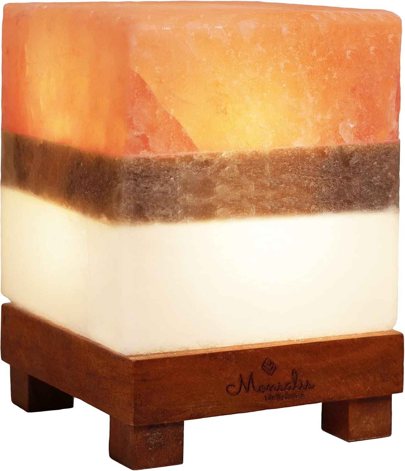 Dual Illumination Salt Rock lamp – Modern Square Pink White and Grey Design of Salt Lamps with dimmer, Adjustable Glow. 100% Real Large Himalayan Crystal Salt Night Light