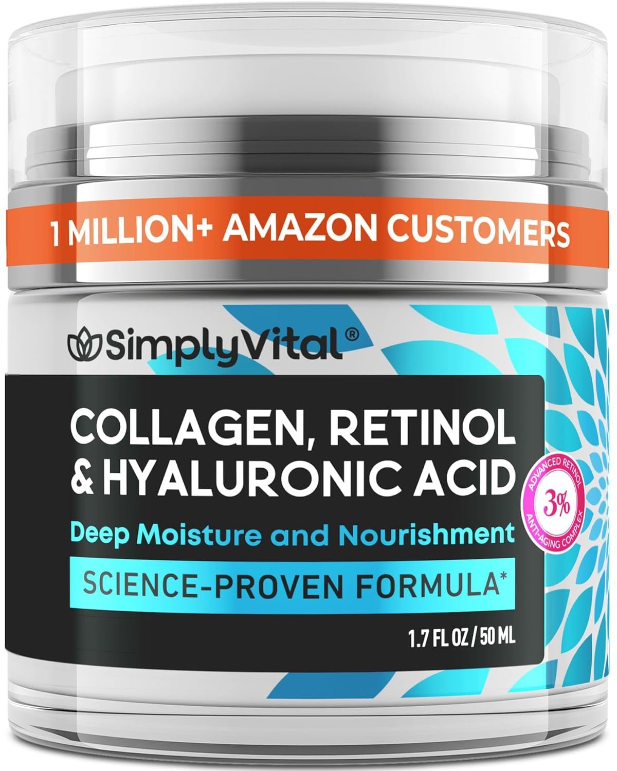 Anti-Aging Face Moisturizer with Retinol, Collagen & Hyaluronic Acid – Moisturizer Face Cream for Women & Men – Visibly Firming & Hydrating Neck Cream – Day & Night Skin Care – 1.7 fl oz