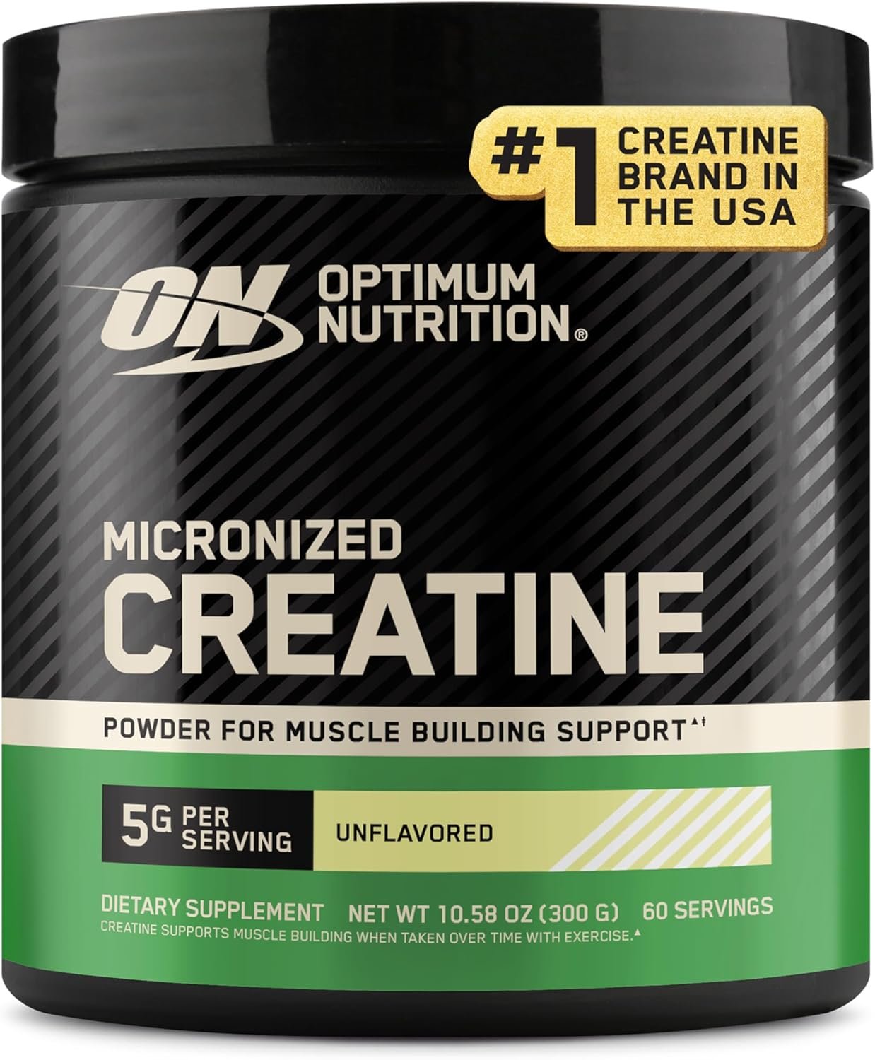 Optimum Nutrition Creatine, Micronized Creatine Monohydrate Powder, Supports Strength & Recovery, Banned Substance Tested, Unflavored, 5g per Serving, 60 Servings | 5g Micronized Creatine Monohydrate Powder Per Serving, Supports Muscle Strength & Power, Easy Mixing, Banned Substance Tested