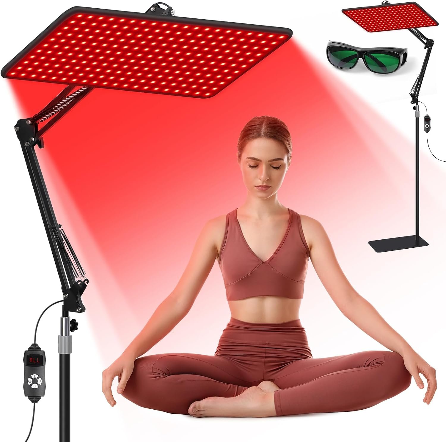 Red Light Therapy for Body and Face, 660nm 850nm 940nm Infrared Redlight | Redlight-Therapy Lamp Device with Large Panel and Stable Stand at Home, Idea Gift for Women Wife Mom Sister Girlfriend (L)