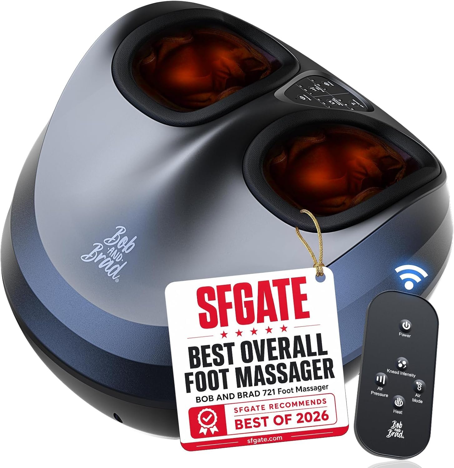 BOB AND BRAD Foot Massager Machine with Heat, FSA Shiatsu Foot Massager for Plantar Fasciitis & Neuropathy with Kneading & Compression HSA Eligible, Cordless Remote Control, Gift for Family, Size 14