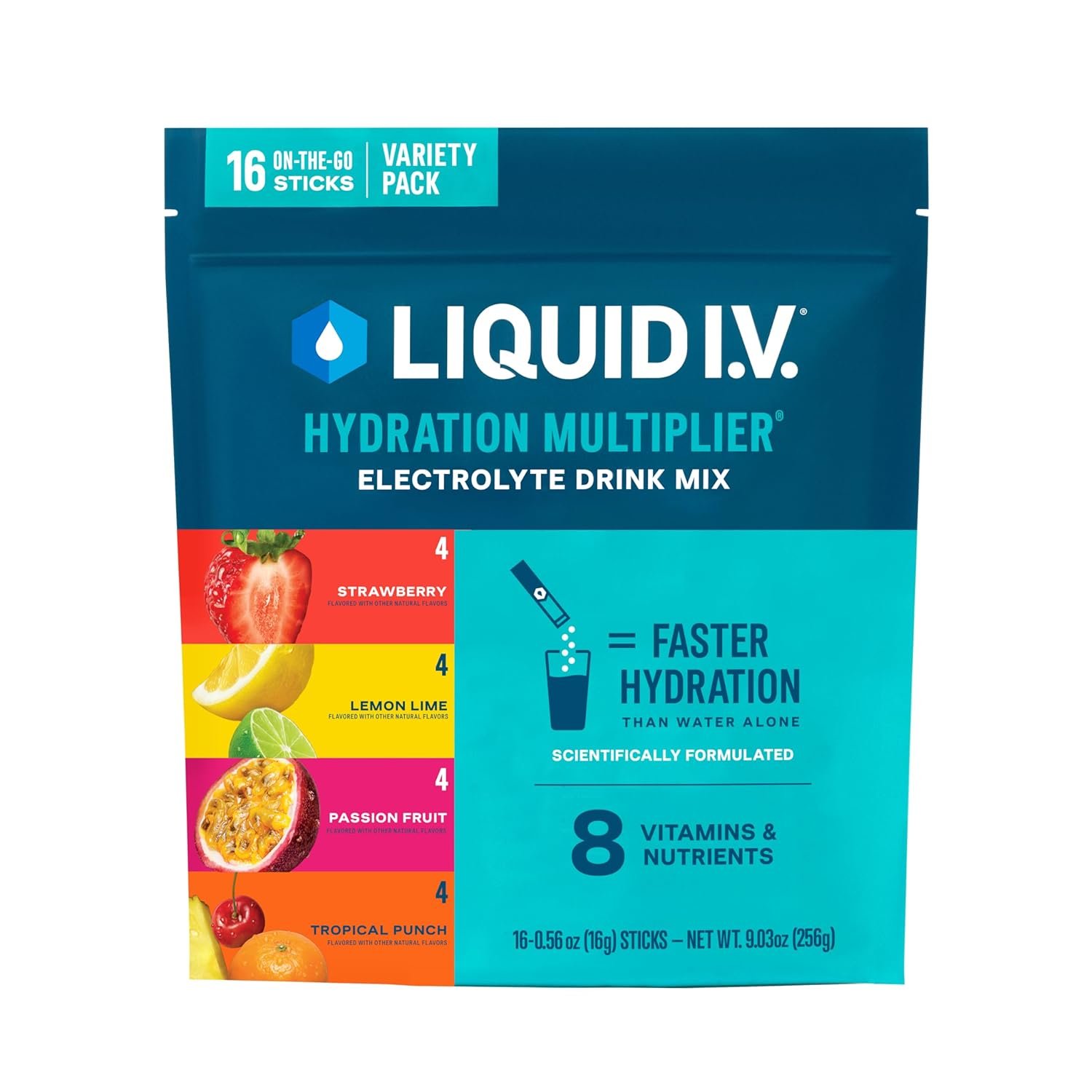 Liquid I.V. Hydration Electrolytes, Variety Pack, 16 Count