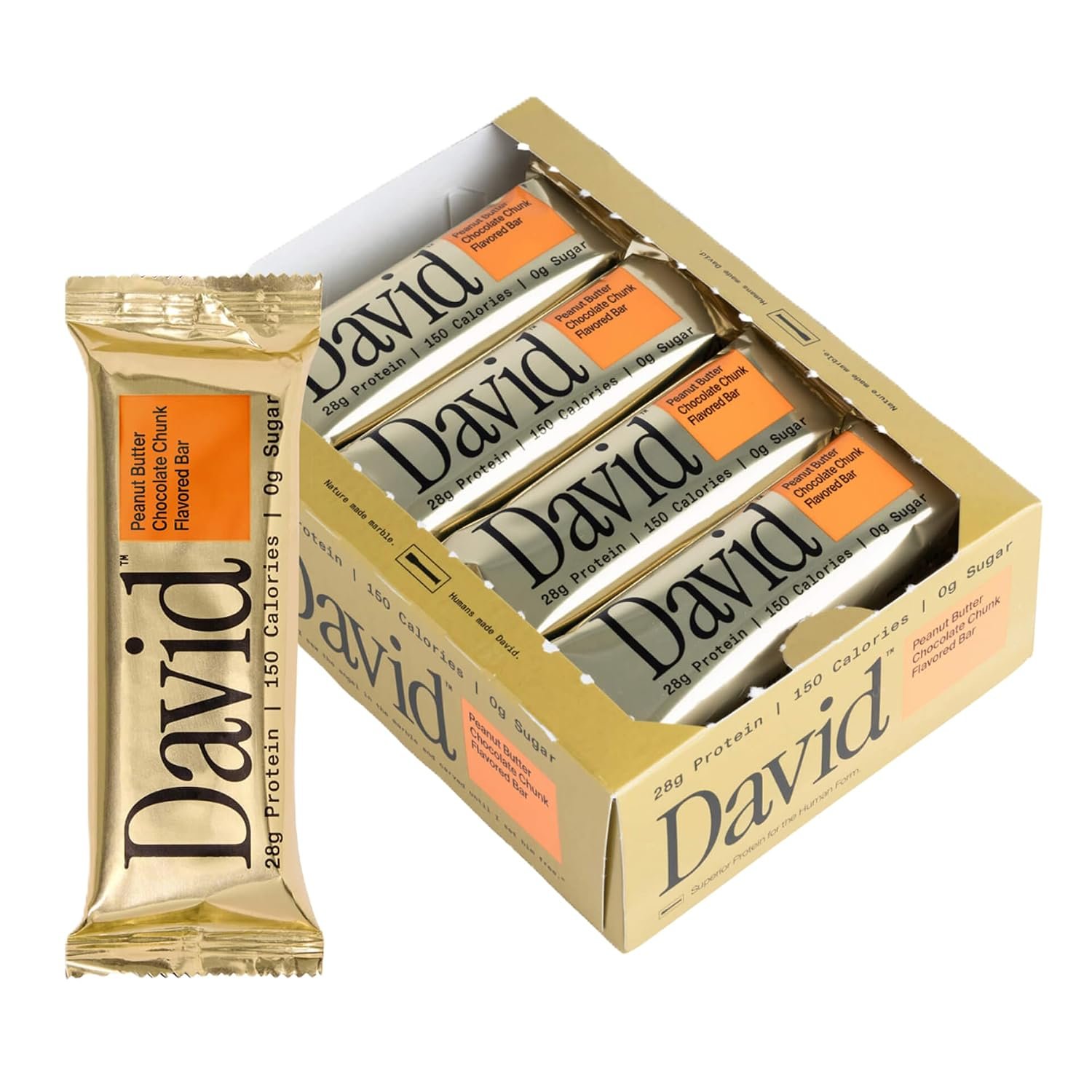 David Peanut Butter Chocolate Chunk Flavored Bars | 28g Protein | 12 Pack