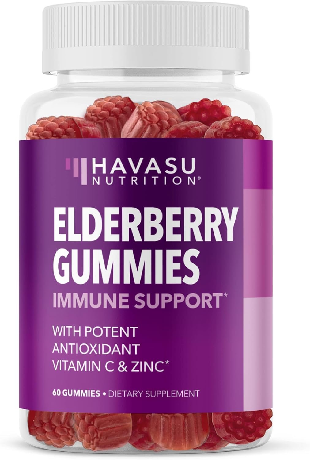 Sambucus Elderberry Gummies with Vitamin C & Zinc, Berry, 30 Servings | Vegan, Non-GMO, Gluten Free Elderberry Gummies, 100mg Extract Per Serving for Immune Support and Wellness Defense, 60 Count