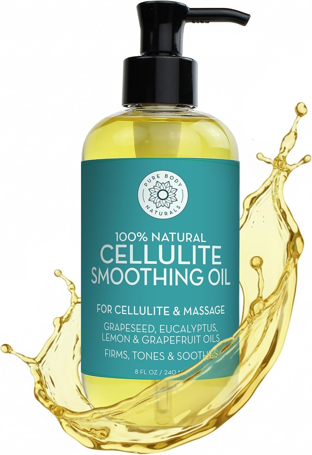 Cellulite Massage Oil for Legs & Thighs, 8 fl oz | Firming, smoothing ritual for belly, hips and arms, supports lymphatic drainage, 100% natural and chemical free, for women