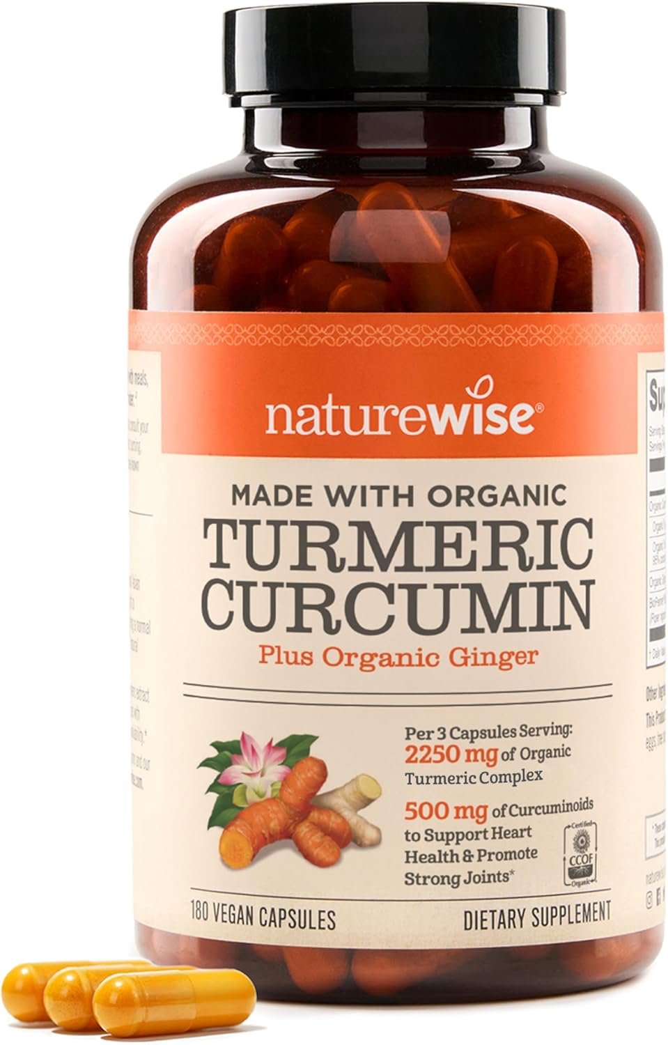 NatureWise Curcumin Turmeric 2250mg – Advanced Absorption from 95% Curcuminoids & BioPerine Black Pepper Extract – Daily Joint and Immune Health Support – Vegan, 180 Count[60-Day Supply]