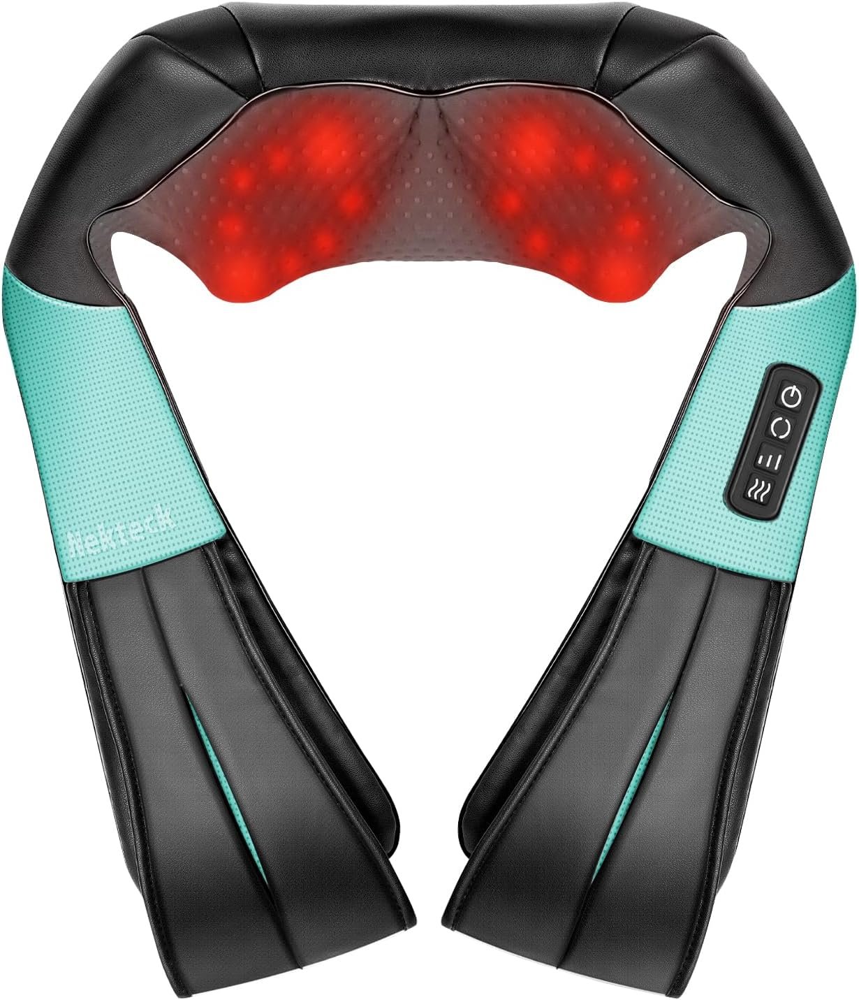 Nekteck Shiatsu Neck Massager with Heat for Pain Relief, NOT Cordless | 2026 Upgraded 3D Back Shoulder Kneading Massage Pillow, 3 Intensity Speeds Deep Tissue, Relaxation Gifts for Men Women, Blue