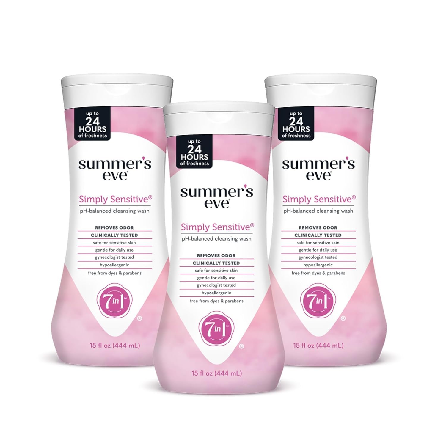Summer’s Eve All-Over Daily Feminine Wash, Simply Sensitive, 15 Fl Oz, 3 Pk