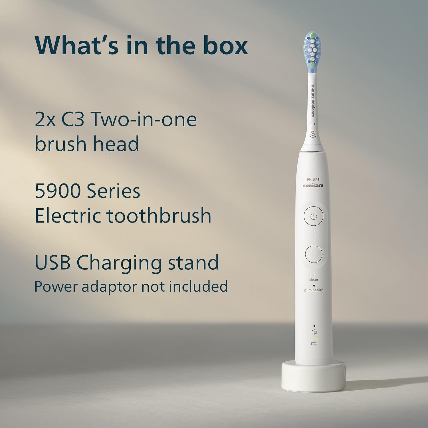 Philips Sonicare 5900 Series Electric Toothbrush, Pressure Sensor, 6 Brushing Settings, SmarTimer, BrushPacer, 21-Day Runtime, Gentle Professional-Clean Feel, for Sensitive Gums, White, HX7130/02