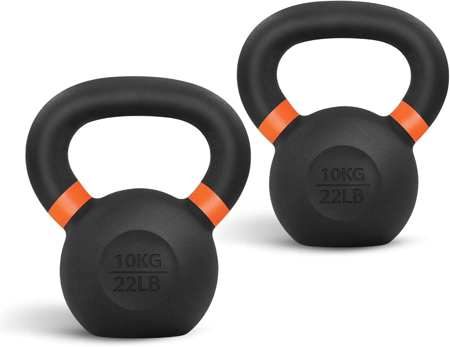 Yes4All Powder Coated Kettlebell, Cast Iron Core Kettlebells with Non-Slip Handle & Flat Bottom for Conditioning, Heavy Duty for Strength Training, 9lb to 71lb – Single & Pair