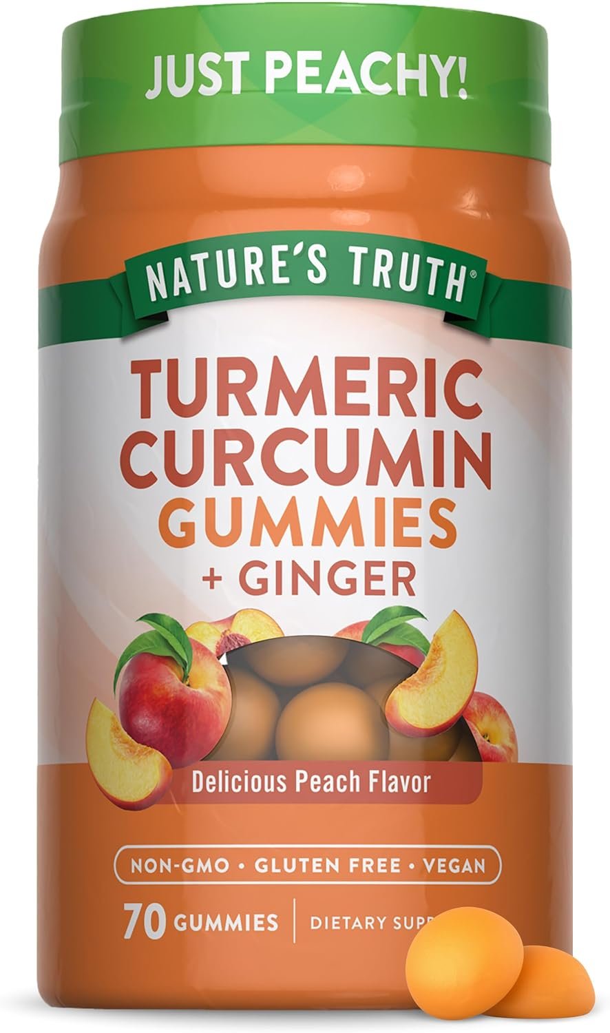 Nature’s Truth Turmeric and Ginger Gummies | 70 Count | Peach Flavor | Vegan, Non-GMO & Gluten Free Supplement
