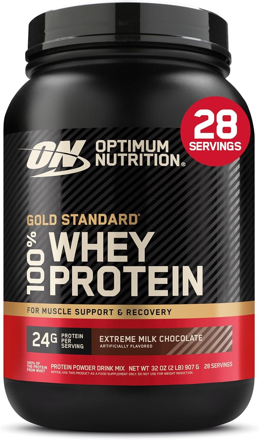 Optimum Nutrition Gold Standard 100% Whey Protein Powder, Extreme Milk Chocolate, 2 Pound (Pack of 1) (Packaging May Vary)