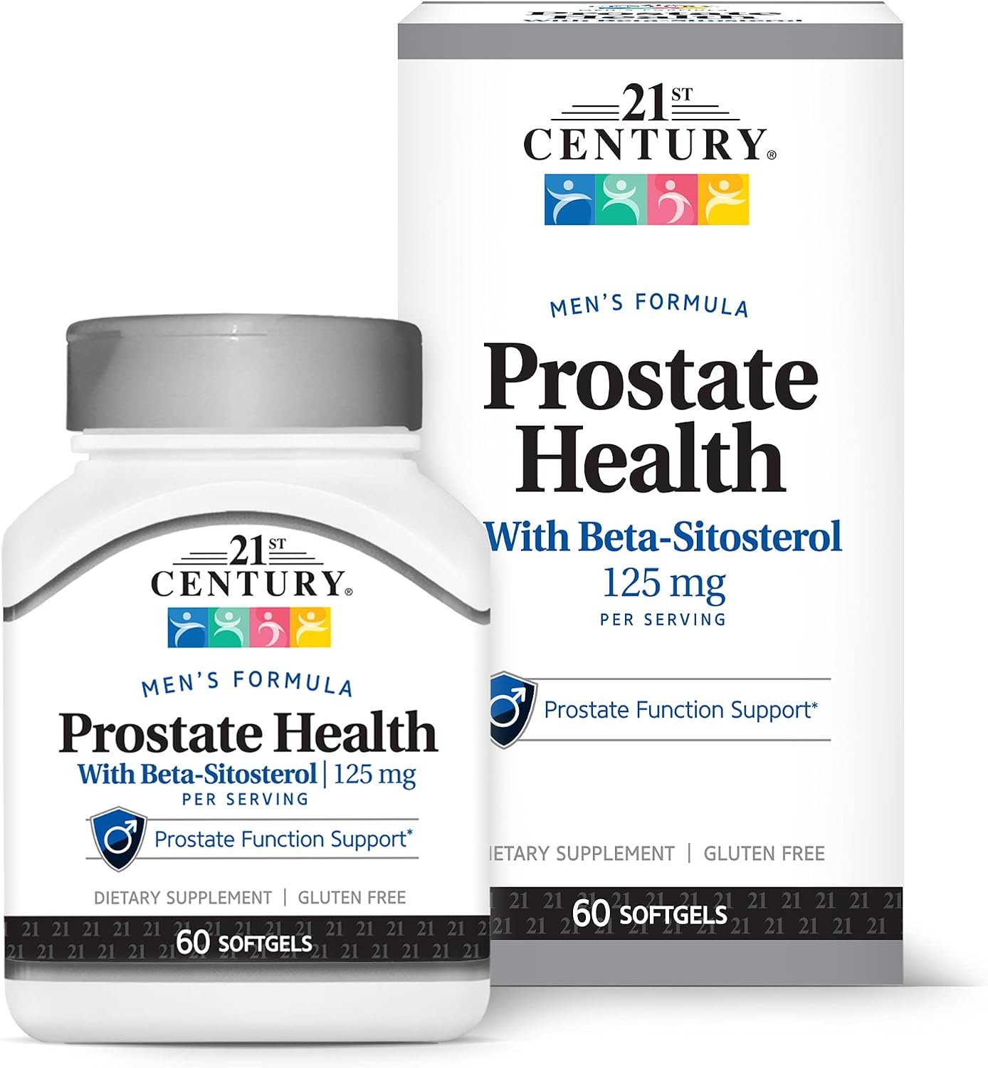 21st Century Prostate Health Supplement for Men, Saw Palmetto, Beta-Sitosterol 125mg, Pygeum, Pumpkin Seed Oil, with Vitamin D3, B6 and Zinc, Gluten Free, 60 Softgels
