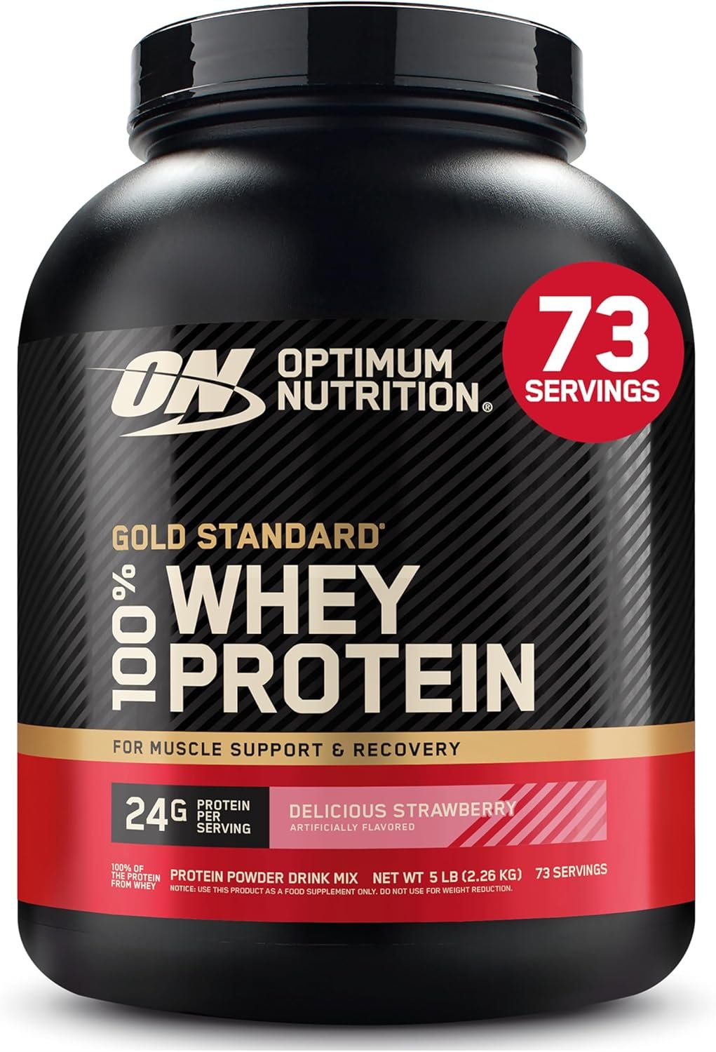 Optimum Nutrition Gold Standard 100% Whey Protein Powder, Delicious Strawberry, 5 Pound (Packaging May Vary)
