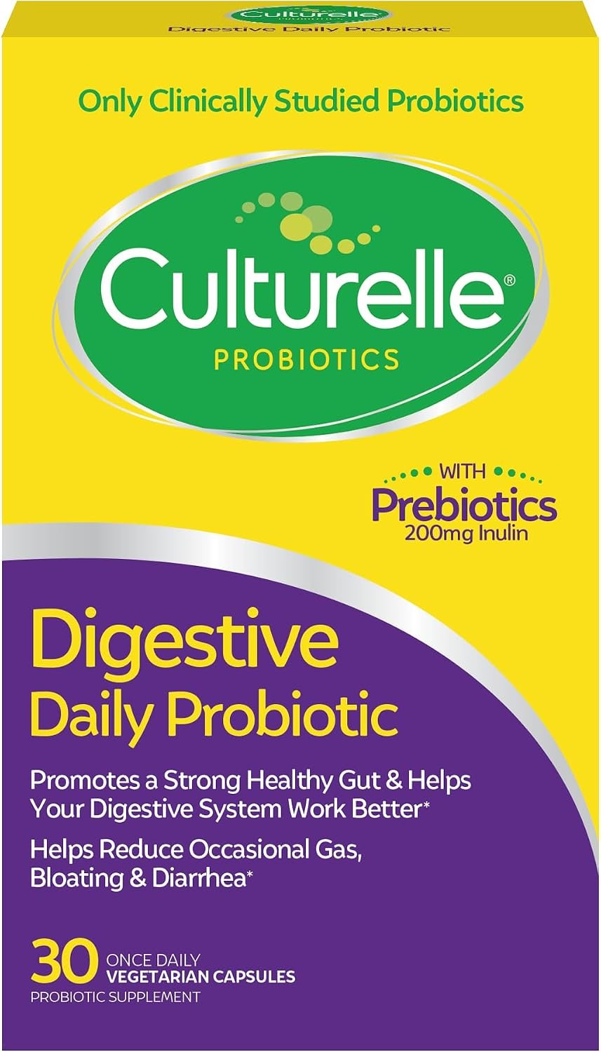 Culturelle Digestive Daily Probiotic for Men & Women, 10B CFUs, 30 Count | Digestive & Gut Health Support, Occasional Gas & Bloating*, Survives Stomach Acid