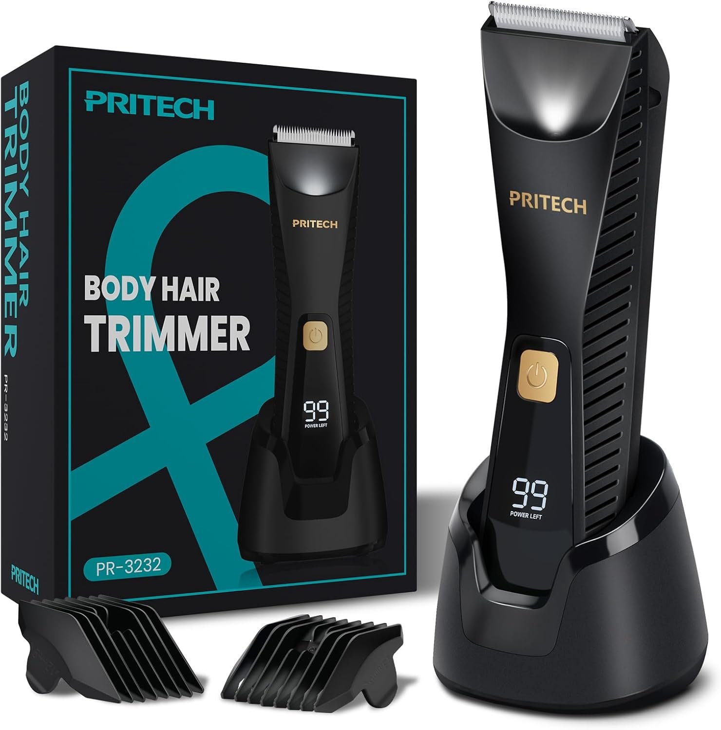 PRITECH Manscape Body Hair Trimmer – Waterproof Pubic Hair Ball Trimmer, Ceramic Blade Shavers Electric Razors for Men with USB-C Charging, Wet/Dry Use, Nick-Free Mens Grooming Kits, Gifts for Men
