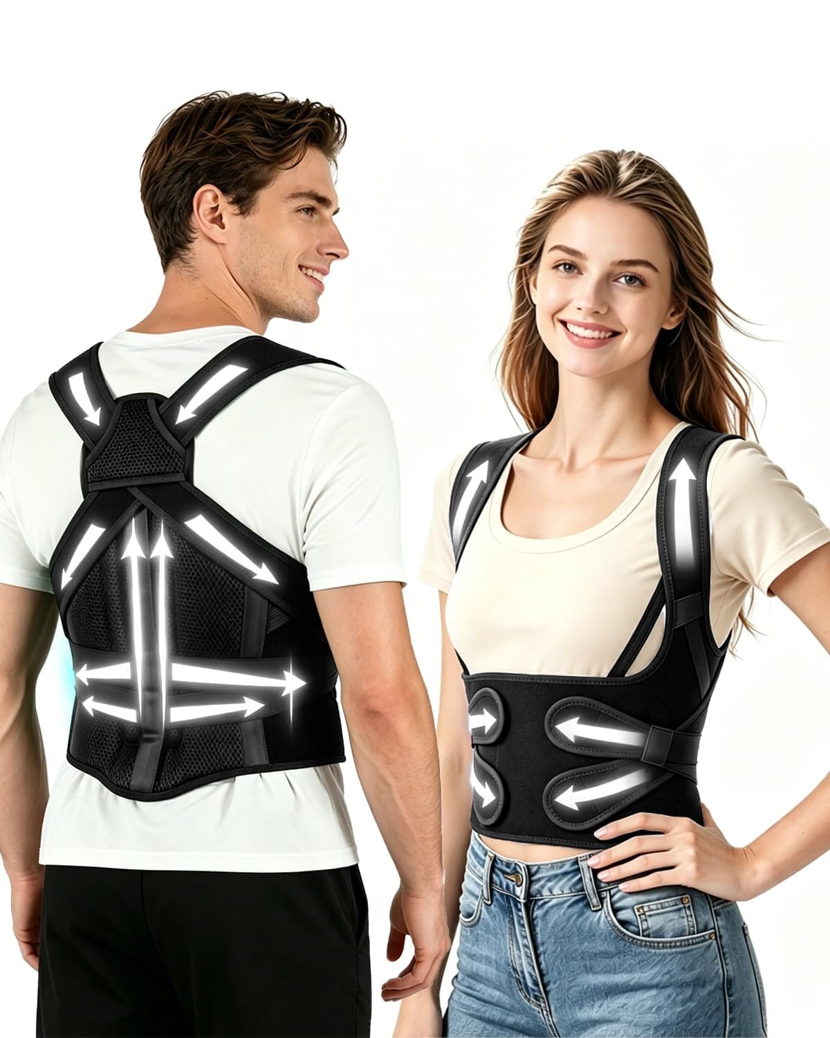 Posture Corrector for Women & Men, Upgraded Dynamic Traction Correction System – Helps Reduce Upper & Lower Back Pain, Suitable for Scoliosis, Hunchback & Thoracic Spine Issues, Relieves Muscle Tension & Fatigue Caused by Poor Posture, Keeping You More Active & Confident in Daily Life (Large)