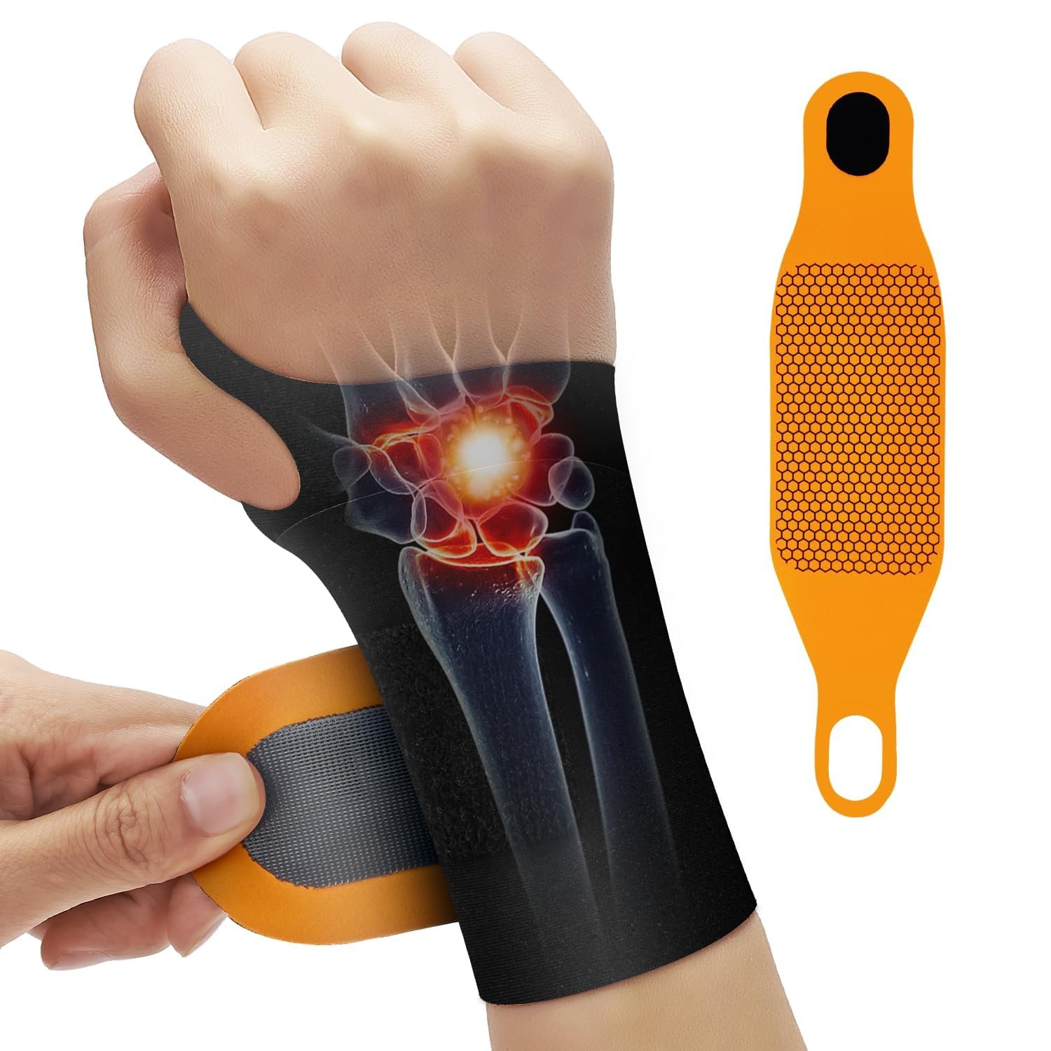 DR.SPRING Graphene Wrist Brace for Carpal Tunnel | Night Support for Left & Right Hands | Arthritis,Tendonitis & Wrist Sprain Pain Relief | Seamless & Breathable Fabric | Adjustable Compression Wraps