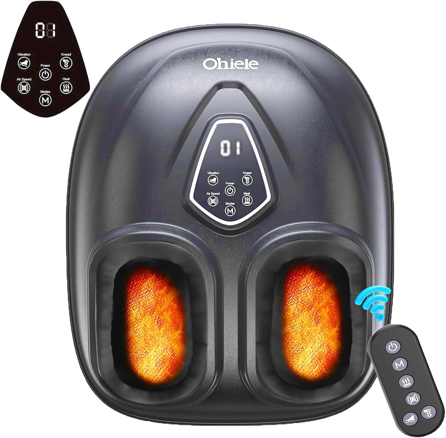 Foot Massager with Heat, Shiatsu Foot Massager with Remote, Electric Feet Massage Machine for Neuropathy,Plantar Fasciitis, Circulation, FSA Eligible HSA Store Eligible Massager (Dark Black,Corded)