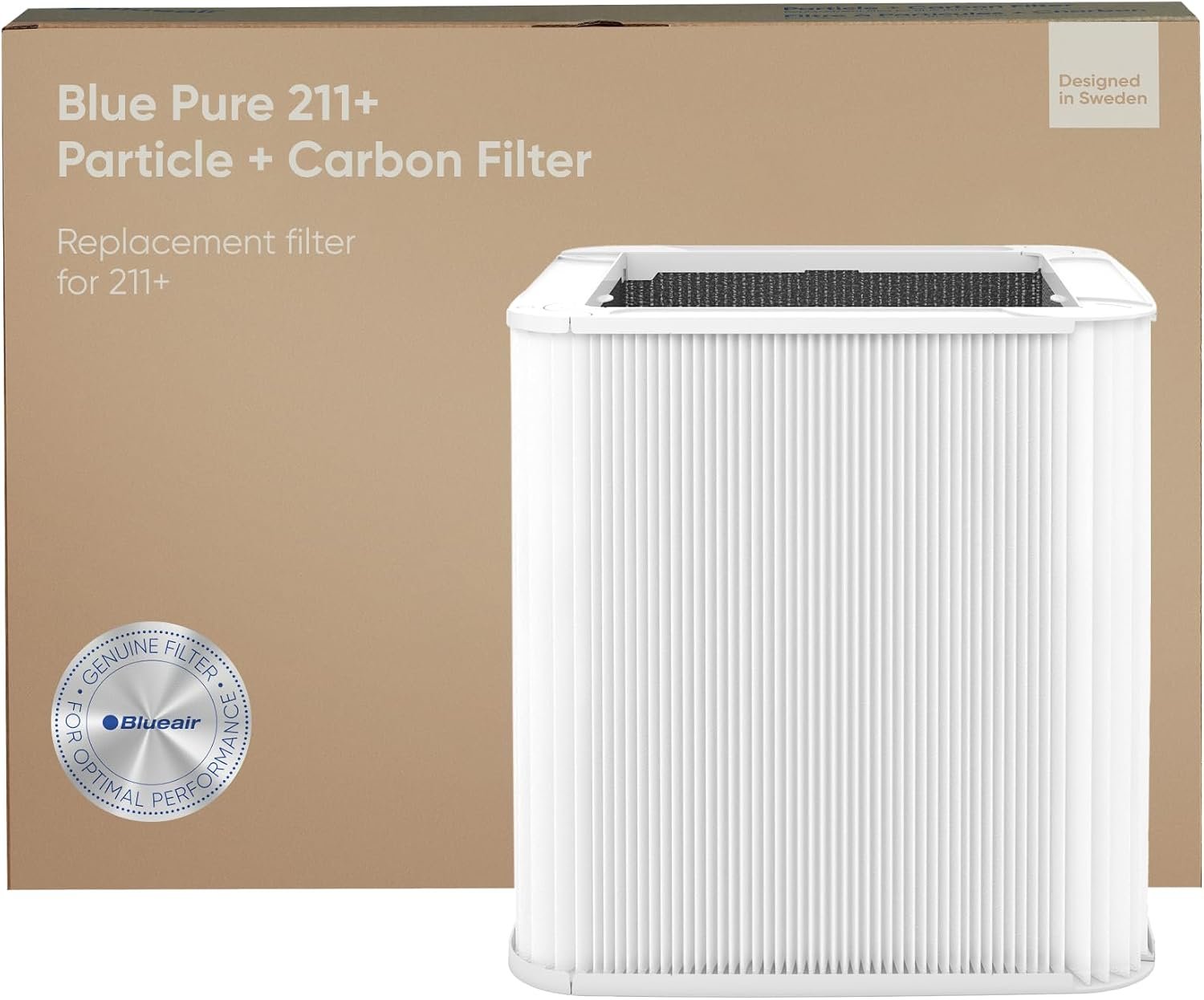 BLUEAIR Genuine Blue Pure 211+ Replacement Filter for 211+ Air Purifiers – AHAM Certified, HEPASilent Dual Filtration, Removes Particles & Odors, Genuine Carbon Filter