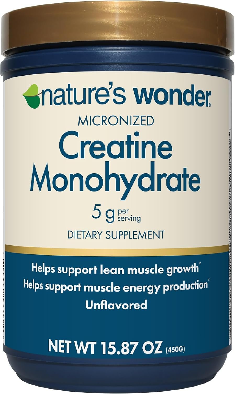 Nature’s Wonder Micronized Creatine Monohydrate Powder, 90 Servings | 5g Pure Creatine per Serving, Unflavored, Gluten-Free, Lean Muscle, Strength, Recovery Support for Women & Men, RD-Formulated