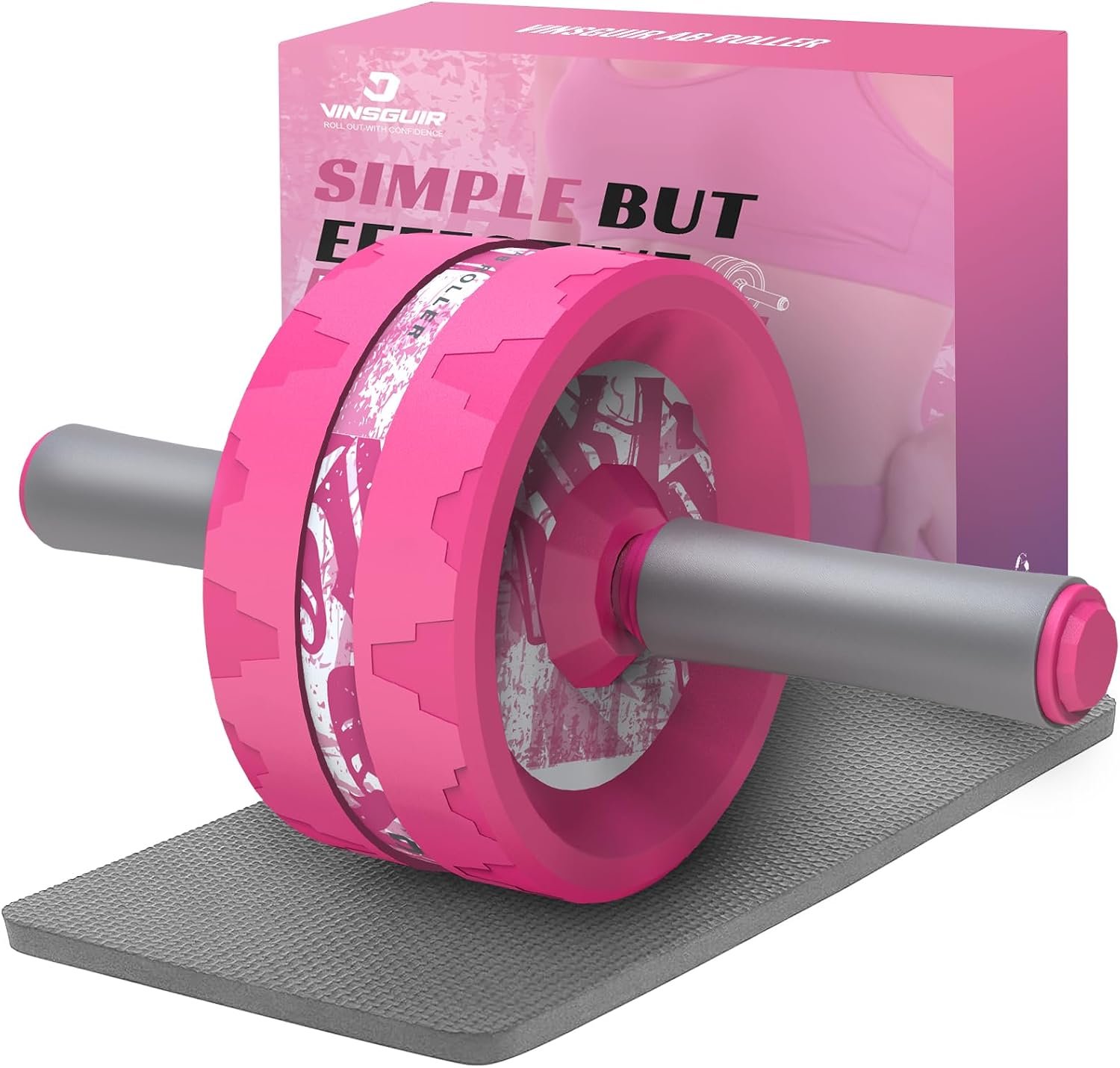 VINSGUIR Ab Roller Wheel, Abs & Core Workout Equipment for Home Gym with Knee Pad Accessories, Abdominal Wheel for Full-body Strength Training