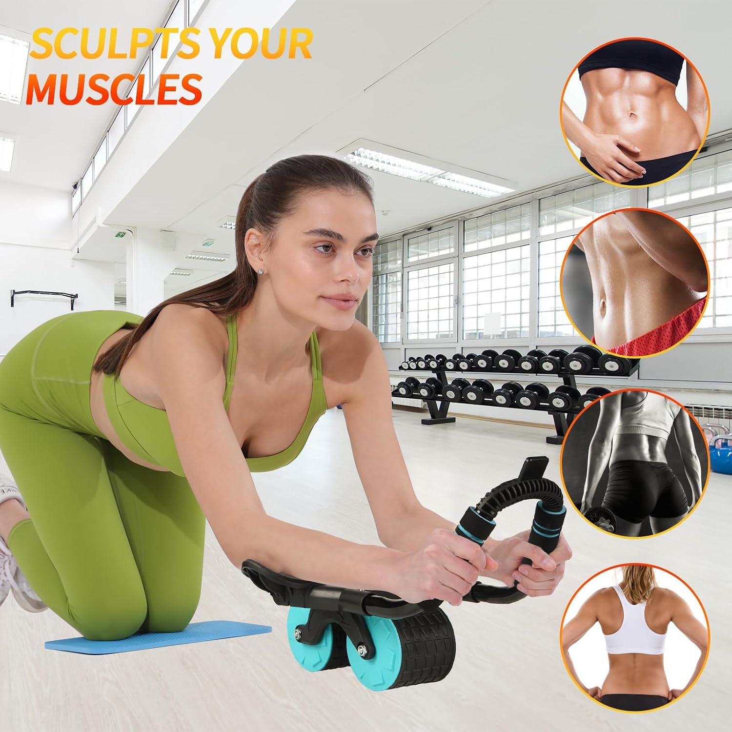 2026 Upgraded Ab Roller Wheel with Knee Mat &Timer | Full-Body Core Strength Training;Elbow Support Ab Wheel for Beginners Men Women;Portable Home Gym Fitness