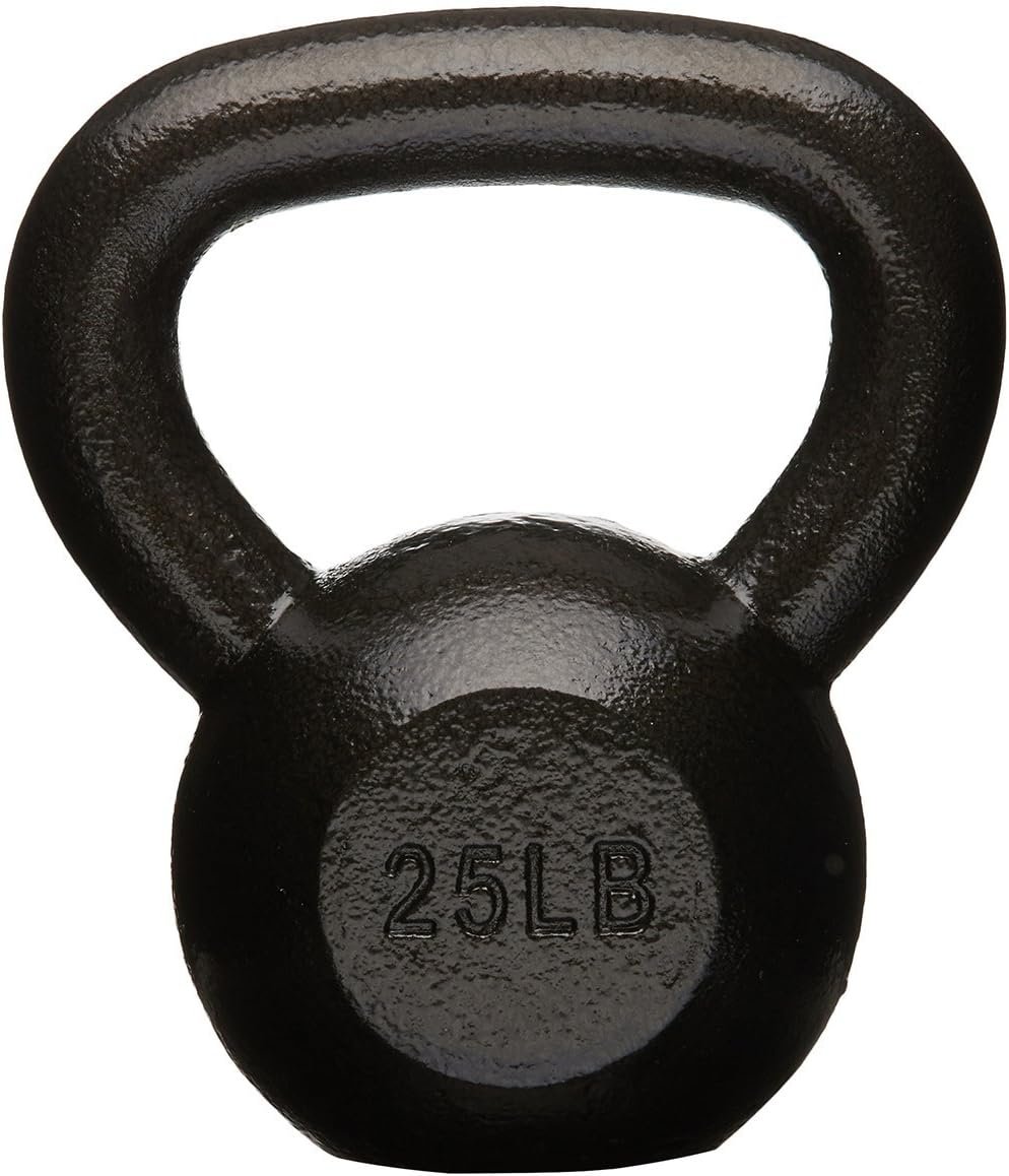 Amazon Basics Cast Iron Kettlebell for Strength Training, Textured Wide Handle, Black