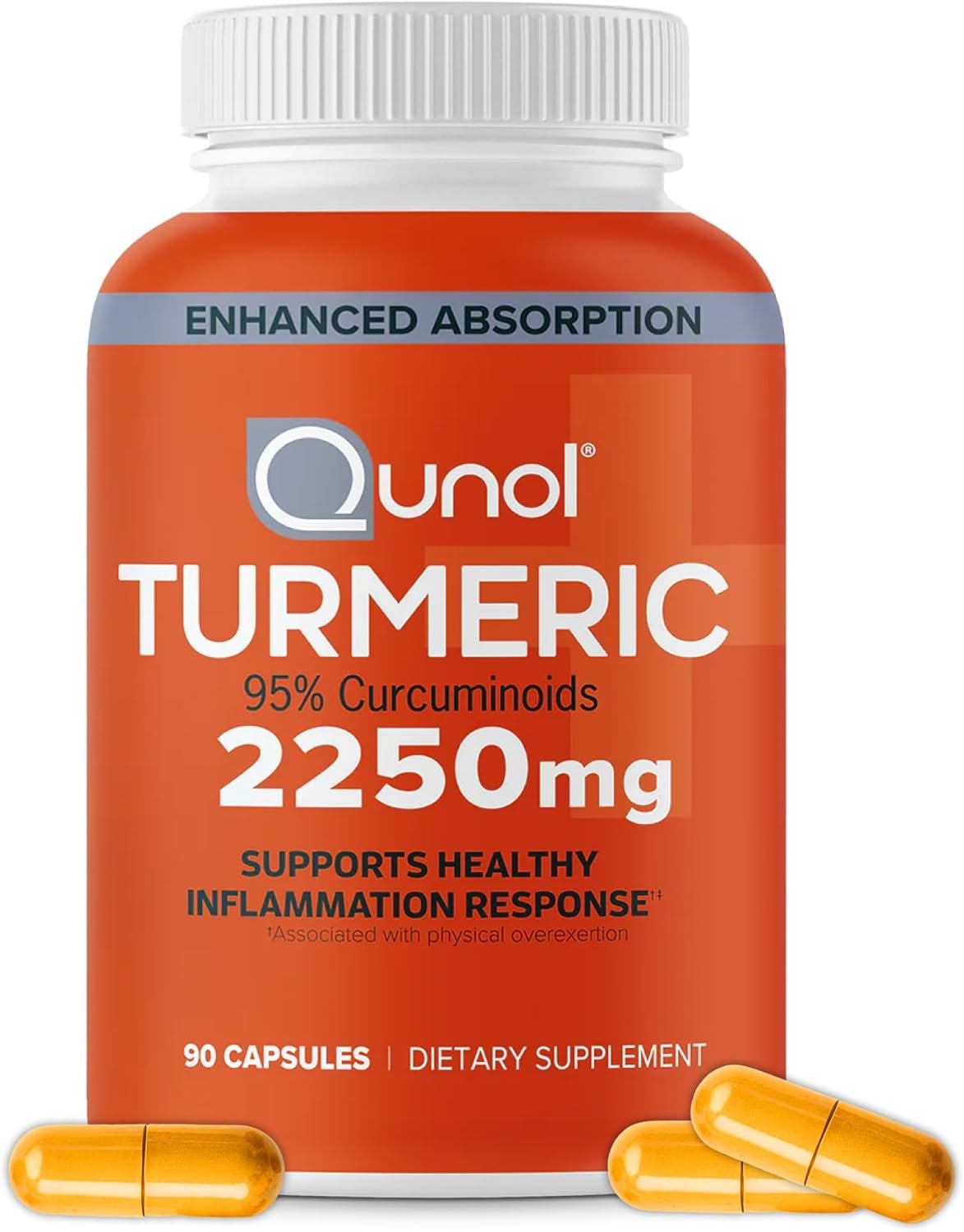 Qunol Turmeric 2250mg + Black Pepper for Enhanced Absorption, 90 Capsules | Extra Strength Curcumin Supplement with 95% Curcuminoids, Supports Joint Health and a Healthy Inflammation Response