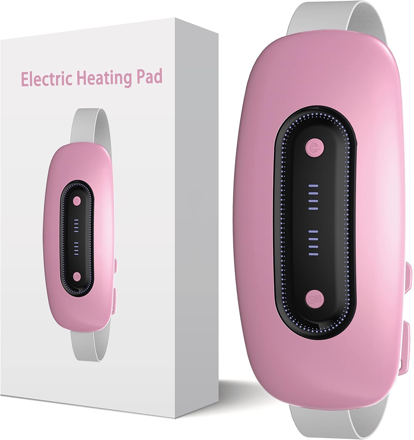 Electric Heating Pad, Portable Cordless Menstrual Heating Pad with 4 Heat Levels and 4 Massage Modes, Fast Large Heating Belly Wrap Belt for Cramps, Back Pain Relief Gifts for Women Girls Her (Pink)