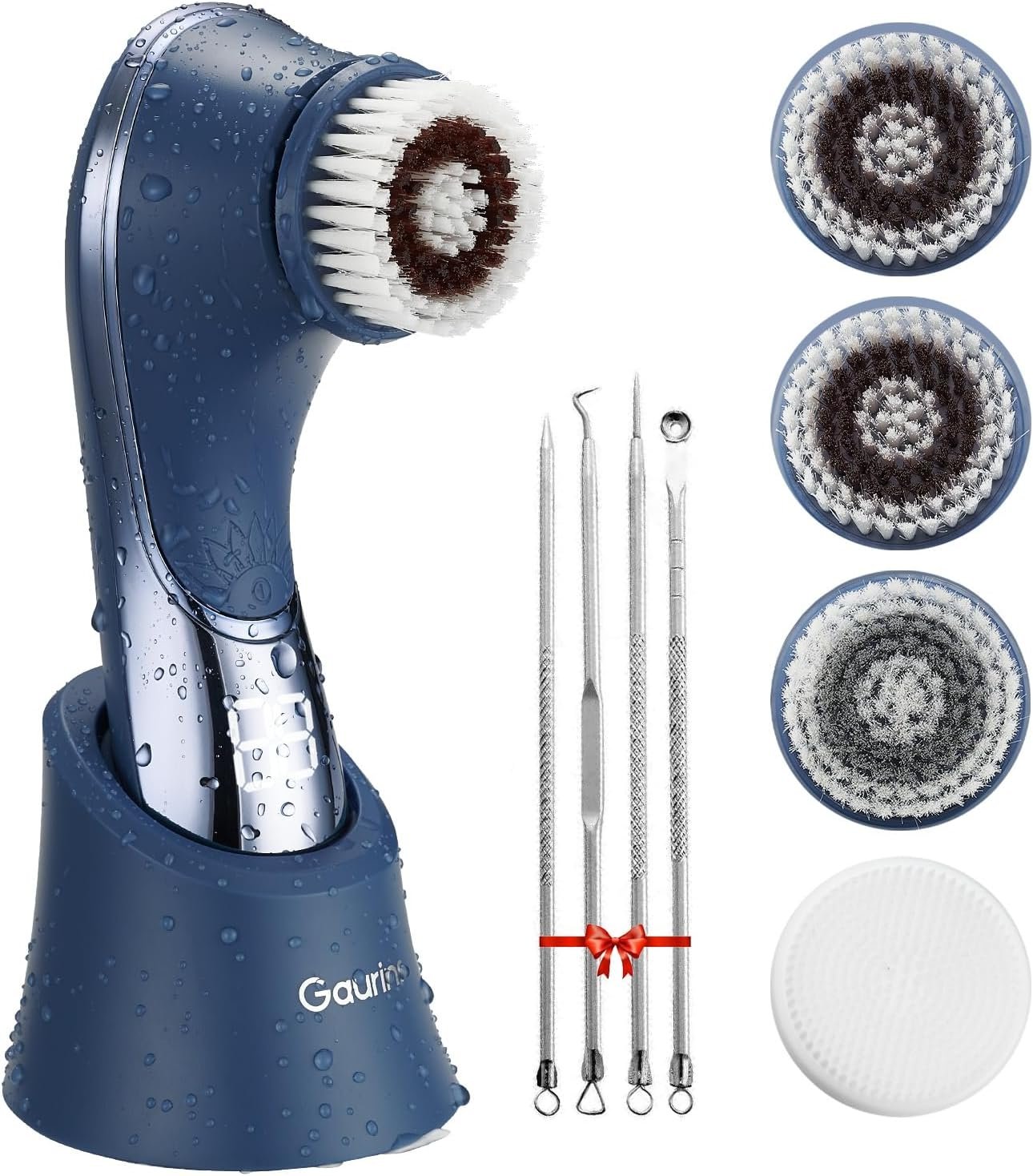 Facial Cleansing Brush, Rechargeable Electric Face Scrubber, 2-Speed Modes | IPX7 Waterproof Electric Spin Cleanser with 4 Brush Head, for Exfoliating, Deep Cleansing Removing Blackhead, Face Massaging