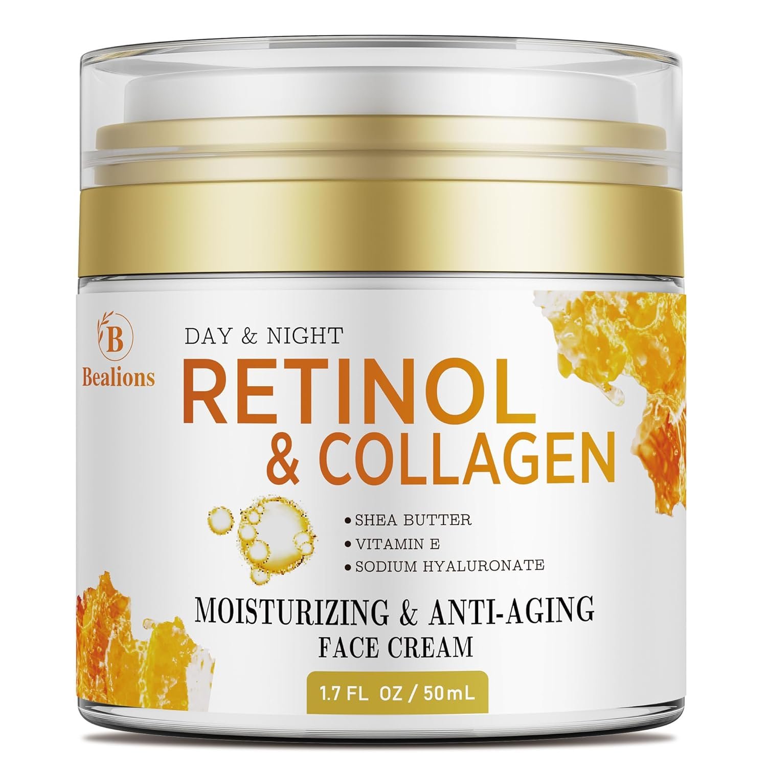Retinol Cream for Face Anti Aging: Wrinkle Cream for Face Neck with Collagen Hyaluronic Acid – Night Moisturizer for Men Women – Facial Skin Care Gift for Women Wife Mother (1 Pack)